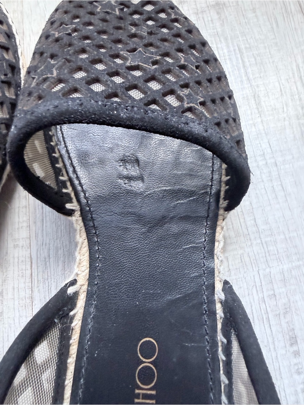 Jimmy Choo Dreya Star Mesh Espadrille Flats Black D’Orsay EU 41 - Picture 7 of 10